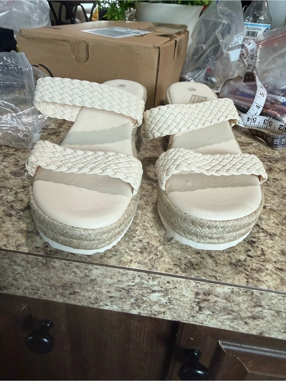 Woven Cream Platform Sandals for Women - Elevated Casual Style